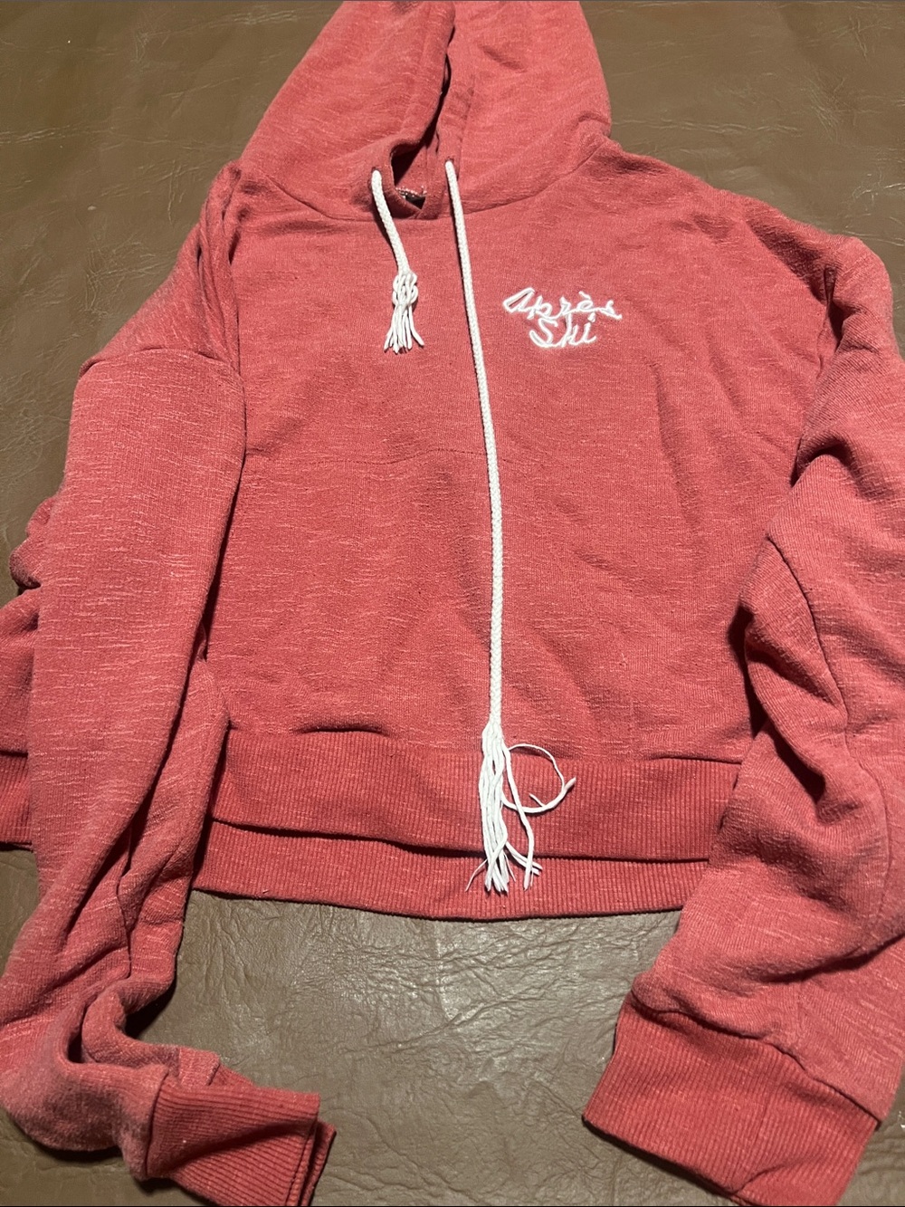 Women's Dusty Rose Hooded Pullover Cropped Sweatshirt